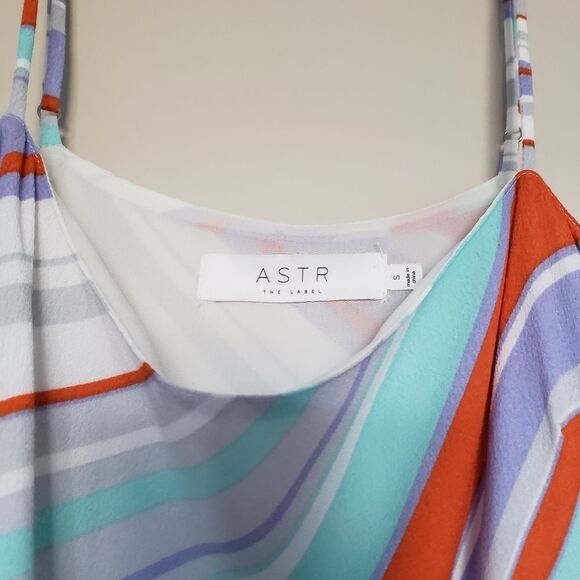 ASTR the Label Anthropologie Pop Orange Stripe Boho Tank Top Pastel Light Crepe - Picture 5 of 10